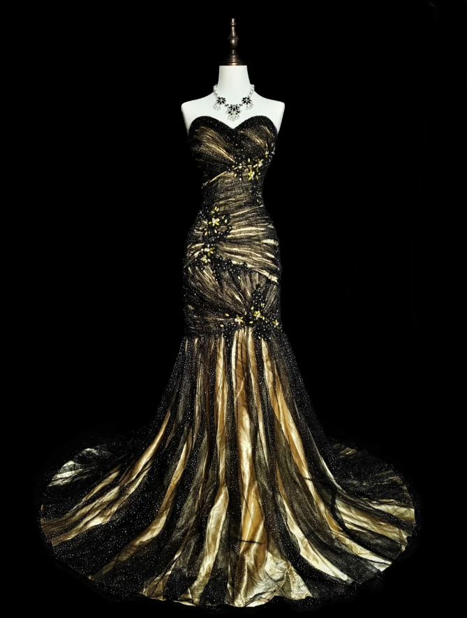 Chic Sweetheart Sheath Long Prom Dresses Beaded Tulle Evening Dresses Sleeveless Formal Dresses ED05656
