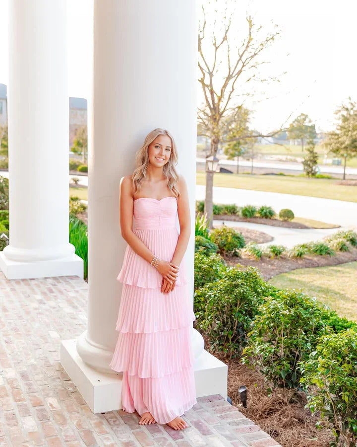 Simple Strapless Sheath Long Prom Dresses Chiffon Green Wedding  Guest Dresses  Sleeveless Bridesmaid Dresses ED05660