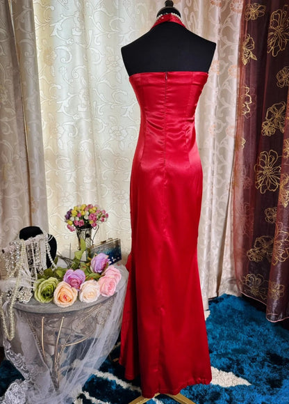 Chic Halter Sheath Long Prom Dresses Beaded Chiffon Lilac Evening Dresses Sleeveless Lilac Christmas Dresses EP05666