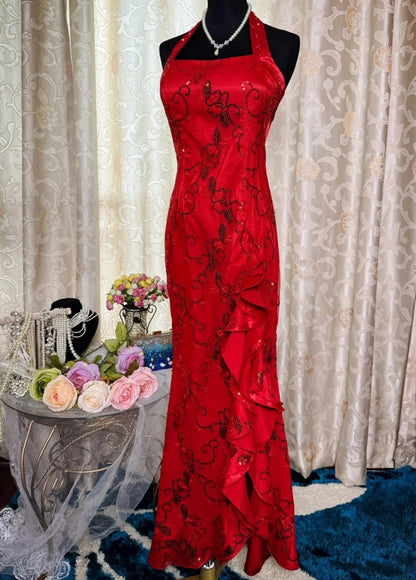 Chic Halter Sheath Long Prom Dresses Beaded Chiffon Lilac Evening Dresses Sleeveless Lilac Christmas Dresses EP05666