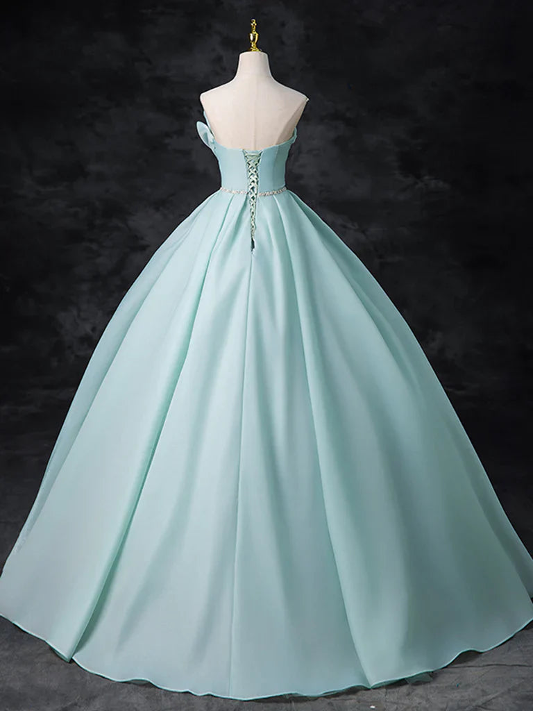 A-Line Beads Blue Long Prom Dress, Blue Long Formal Dress ED0574