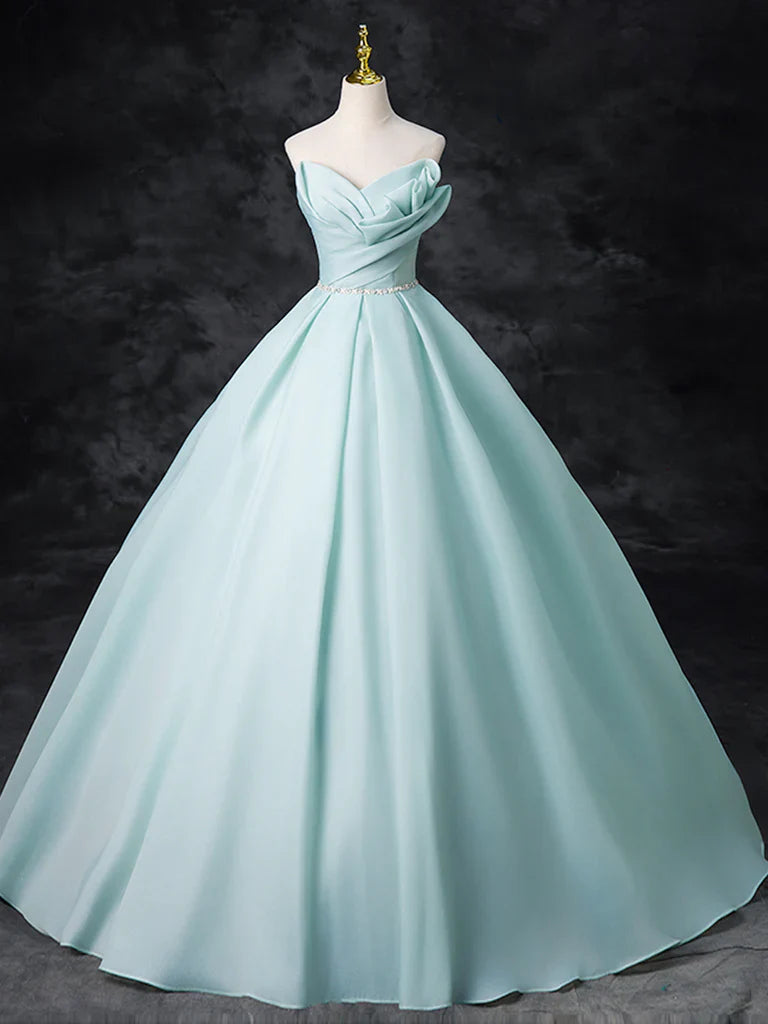 A-Line Beads Blue Long Prom Dress, Blue Long Formal Dress ED0574