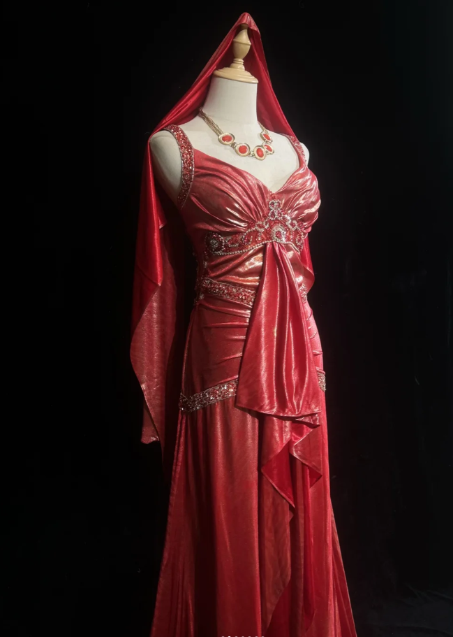 Chic Sheath Long Prom Dresses Satin Red Evening Gowns V-neck Sleeveless Birthday Dresses ED05775