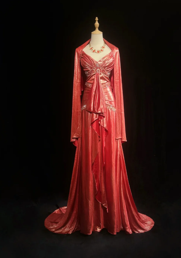 Chic Sheath Long Prom Dresses Satin Red Evening Gowns V-neck Sleeveless Birthday Dresses ED05775