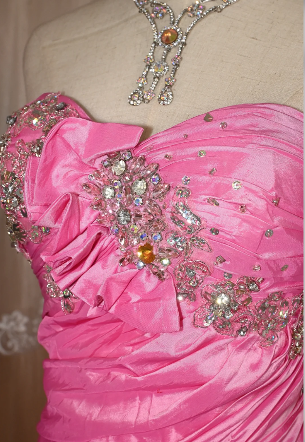 Chic Pink Mermaid Long Prom Dresses Satin Sweetheart Evening Gowns Sleeveless Birthday Dresses  ED05779