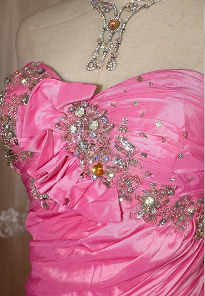 Chic Pink Mermaid Long Prom Dresses Satin Sweetheart Evening Gowns Sleeveless Birthday Dresses  ED05779