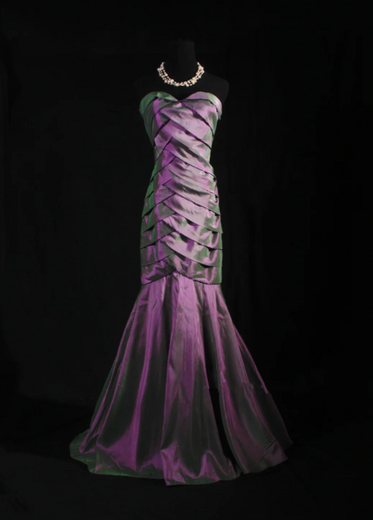 Elegant Purple Mermaid Long Prom Dresses Satin Sweetheart Evening Dresses Sleeveless Wedding Guest Dresses ED05789