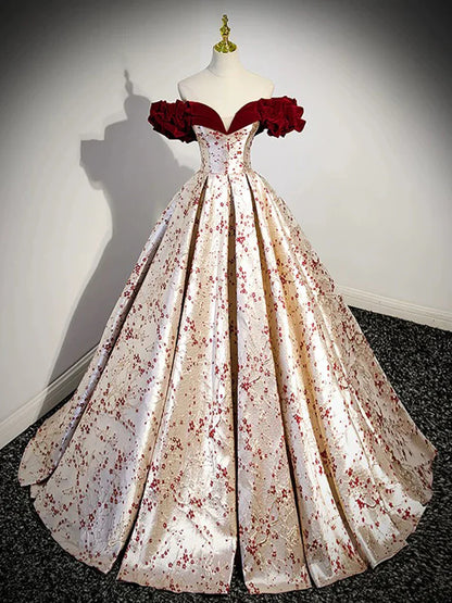 A-Line Off Shoulder Satin Champagne Long Prom Dress, Champagne Long Formal Dress ED0597