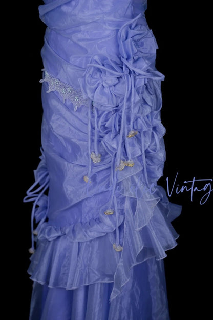 Elegant Sheath Purple Wedding Guest Dresses Tulle V-neck Sleevless Long Evening Dresses ED06030