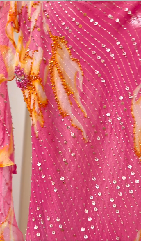 Vintage Sheath Pink Short Prom Dresses  Chiffon Beaded Straps Evening Dresses  ED06042