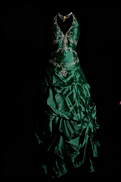 Elegant Halter Purple Long Prom Dresses Beaded Satin A-Line Birthday Dress ED06062