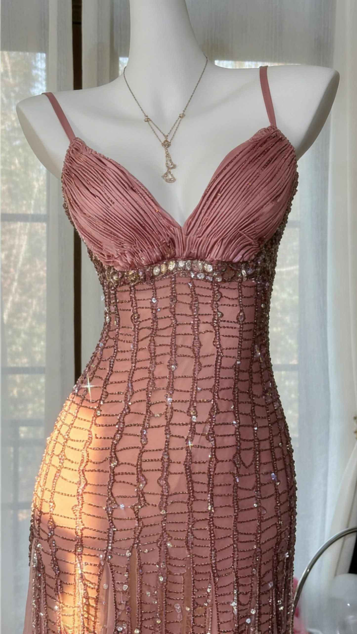 Vintage Peach Birthday Dresses Sapghetti Straps Sheath Short Prom Dresses Beaded Chifffon Backless Evening Dresses ED06074