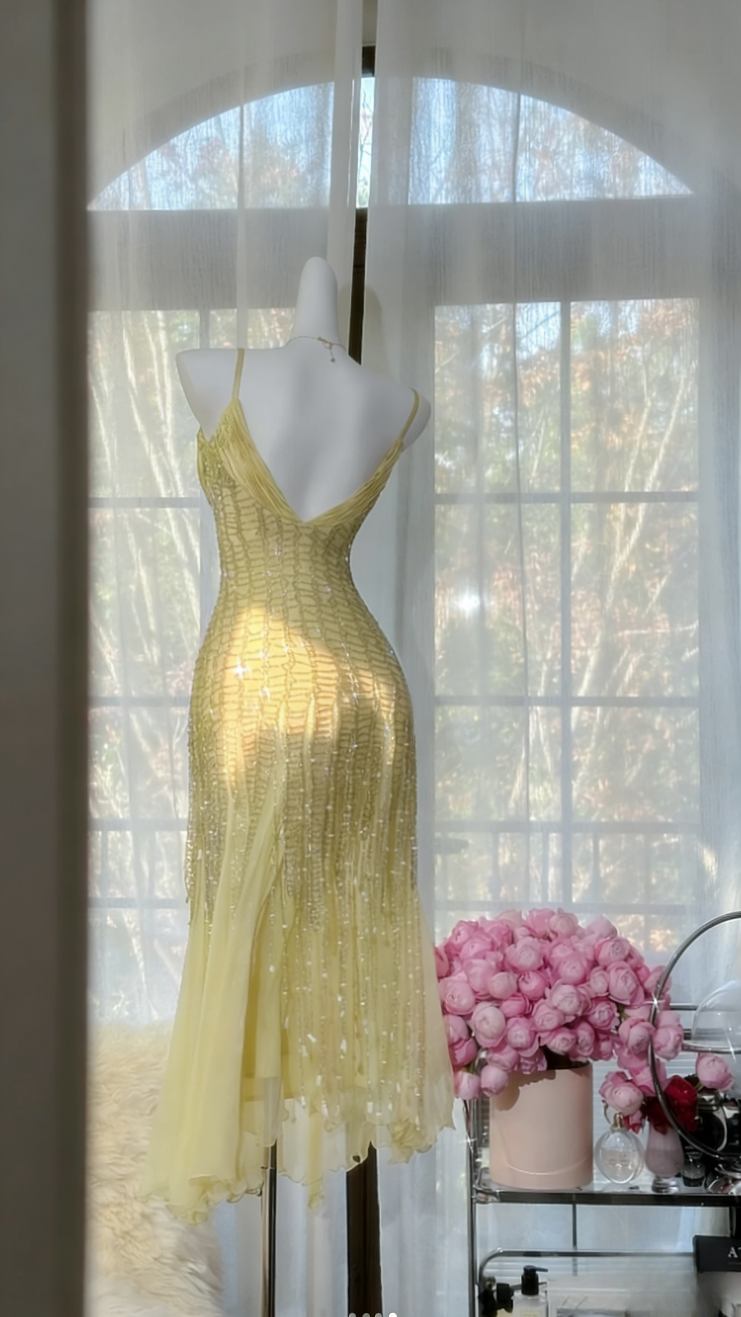 Vintage Peach Birthday Dresses Sapghetti Straps Sheath Short Prom Dresses Beaded Chifffon Backless Evening Dresses ED06074