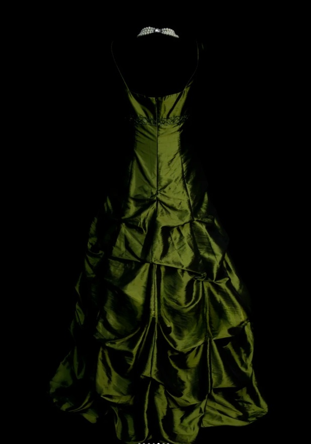 Elegant Green Long Prom Dresses V-Neck A-Line Evening Dresses Satin Sleeveless Birthday Dresses ED06136