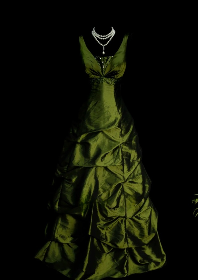 Elegant Green Long Prom Dresses V-Neck A-Line Evening Dresses Satin Sleeveless Birthday Dresses ED06136