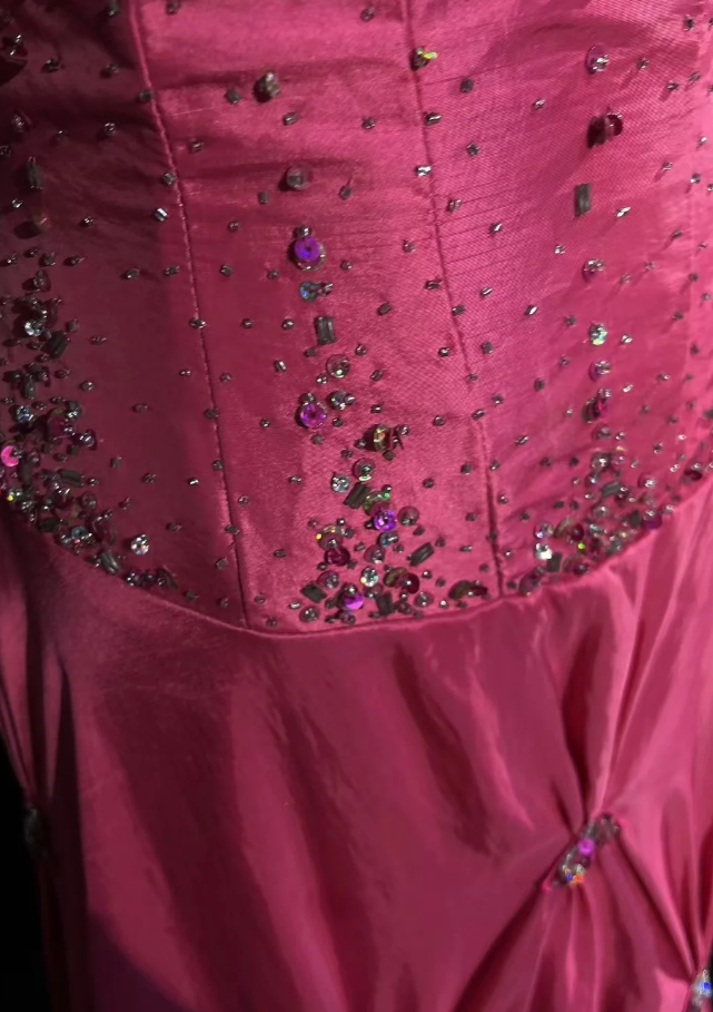 Chic Pink Long Prom Dresses Spaghetti Straps Sheath Evening Dresses Satin Birthay Dresses ED06149
