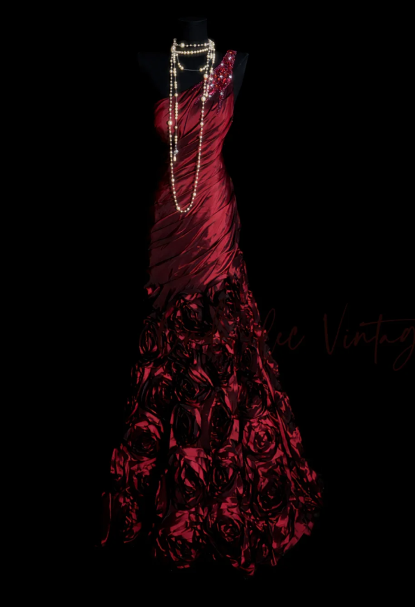 Elegant Burgundy Long Prom Dresses Satin One-shoulder Sheath Evening Dresses Sleeveless Formal Dresses ED06165