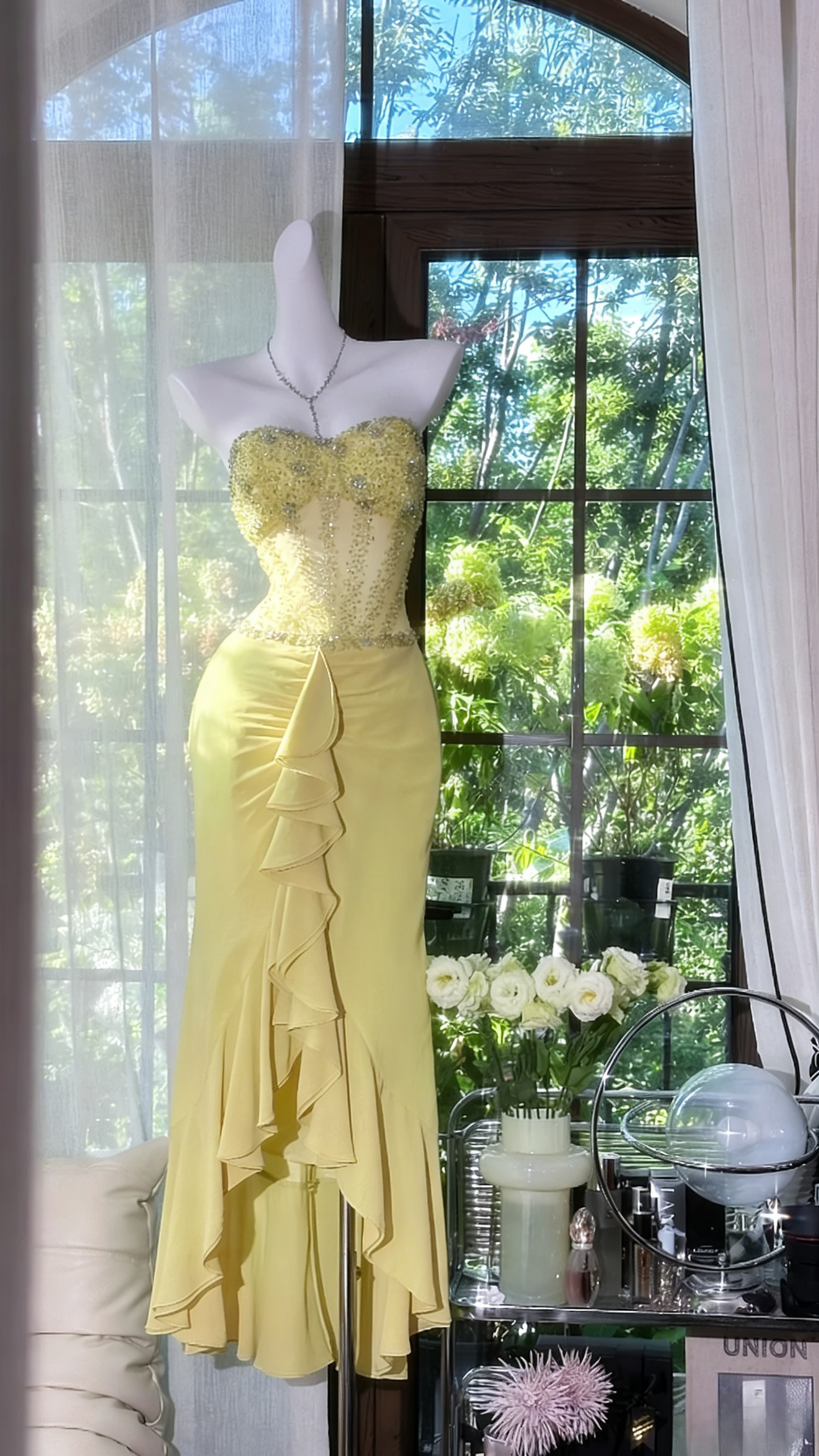Fairy Green Short Prom Dresses Beaded Chiffon Sweetheart Sheath Evening Dresses ED06191