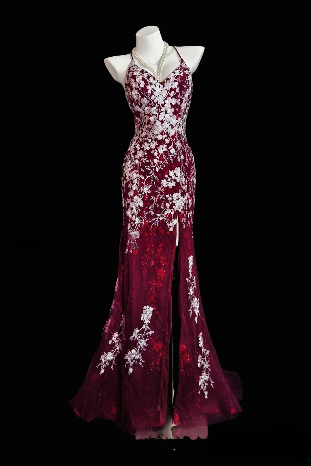 Chic Red Long Prom Dresses Tulle Applique Spaghetti Straps Mermaid Evening Dresses Sleeveless Birthday Dresses ED06209