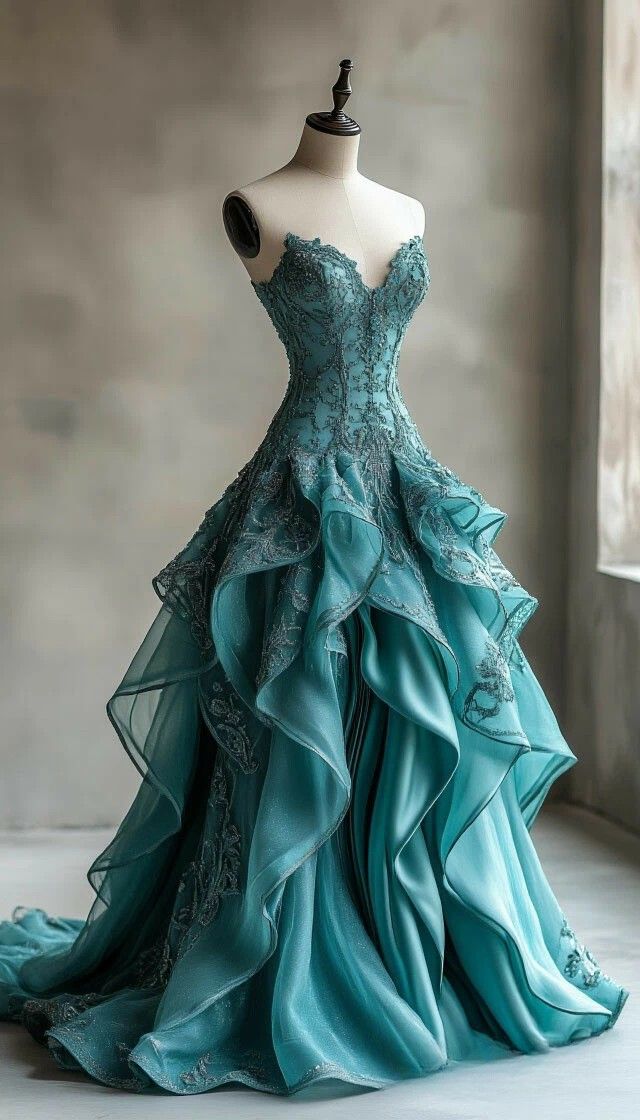Gorgeous Turquoise Long Prom Dresses Sweetheart A-Line Evening Dresses Tulle Sleeveless Quinceanera Dresses ED06235
