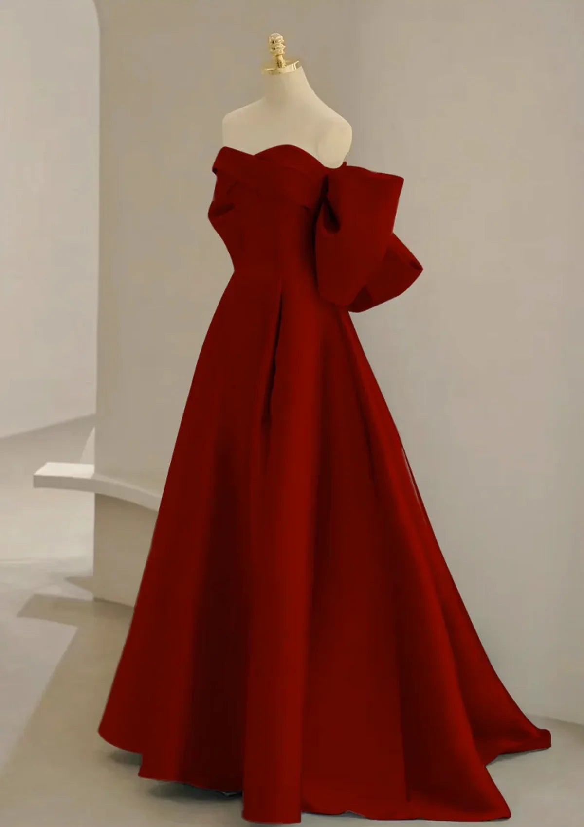 A-Line Sweetheart Neck Satin Burgundy Long Prom Dress, Burgundy Long Formal Dress ED0626