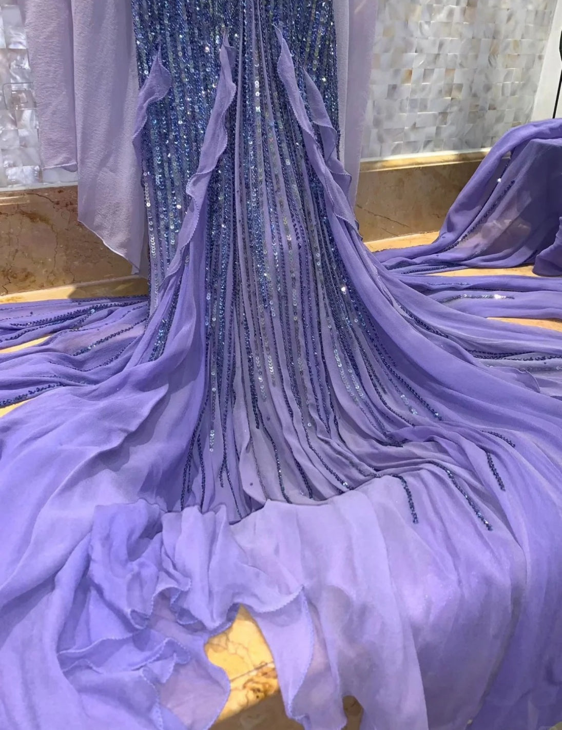 Gorgeous Sheath Purple  Long Prom Dresses, Chiffon Beaded Spagehetti Straps Evening Dresses, Sleeveless Birthday Dresses ED06262