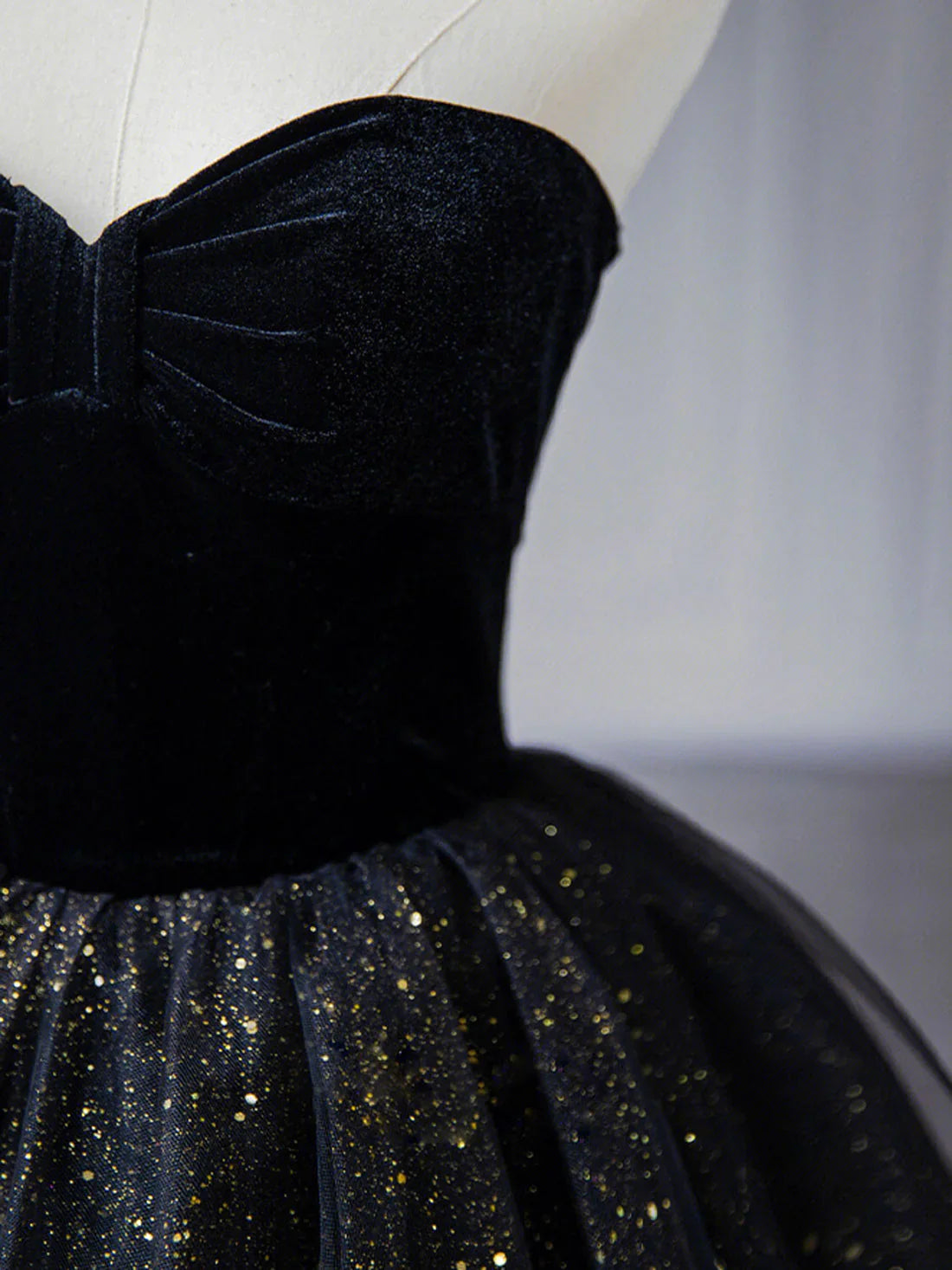 A-Line Sweetheart Neck Tulle Sequin Black Long Prom Dress, Black Formal Dress ED0628
