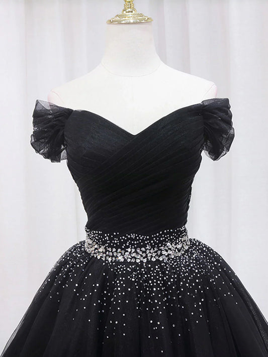 Black V Neck Short Prom Dress, Black Homecoming Dress with Sequin ED0634