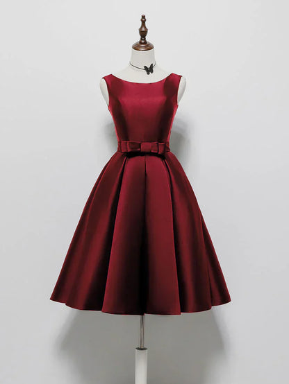 A-Line Satin Black Short Prom Dress, Black Homecoming Dress HZ1024