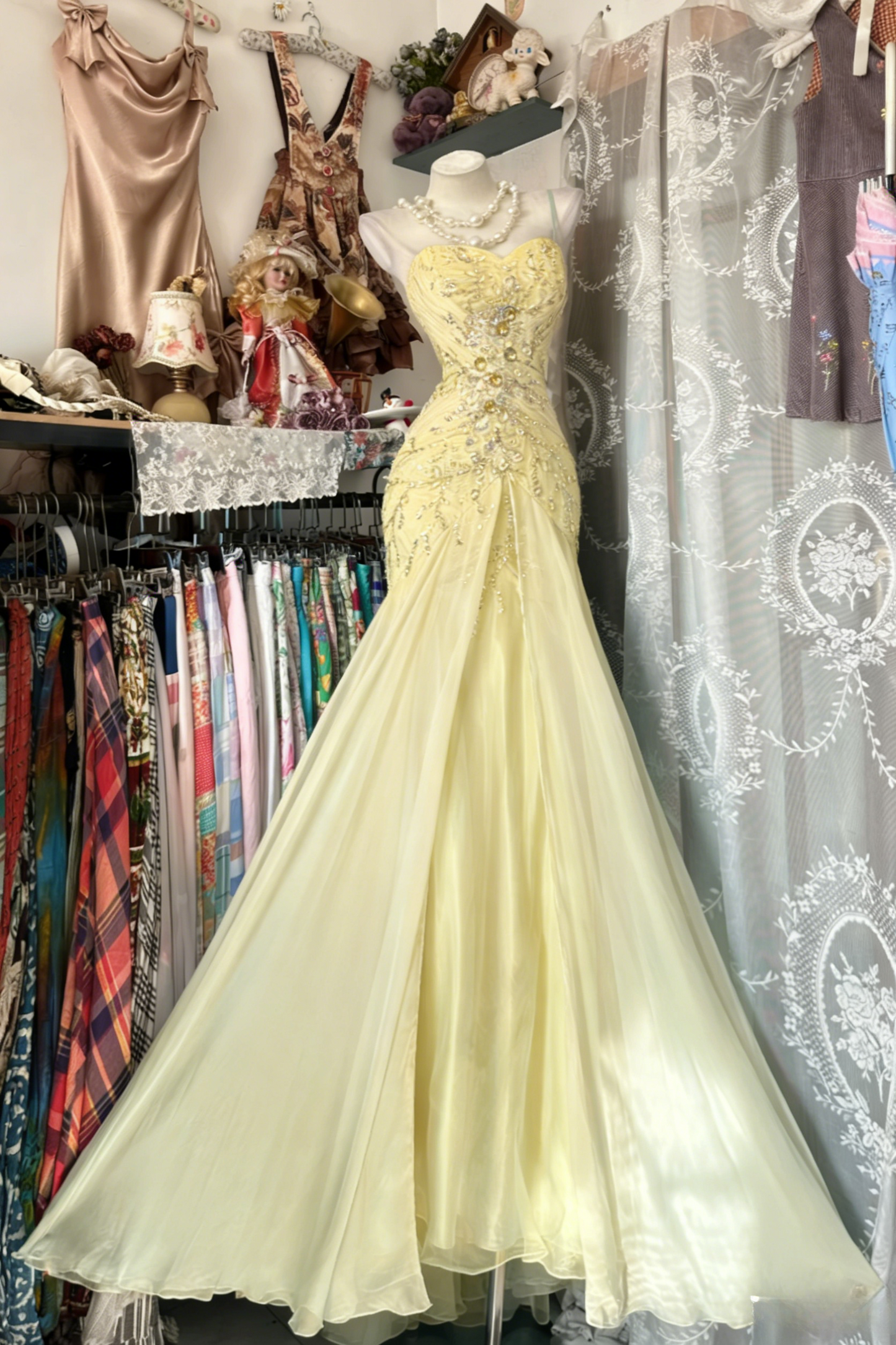 Gorgeous Sheath Blue Long Prom Dress Beaded Chiffon One-shoulder Evening Dress Sleeveless Birthday Dress  ED06385