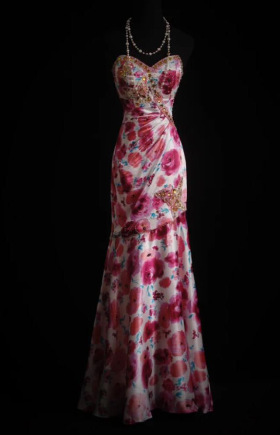 Elegant Sheath Pink Long Prom Dress Satin Beaded Sweetheart Evening Dress Sleeveless Party Dress ED06401