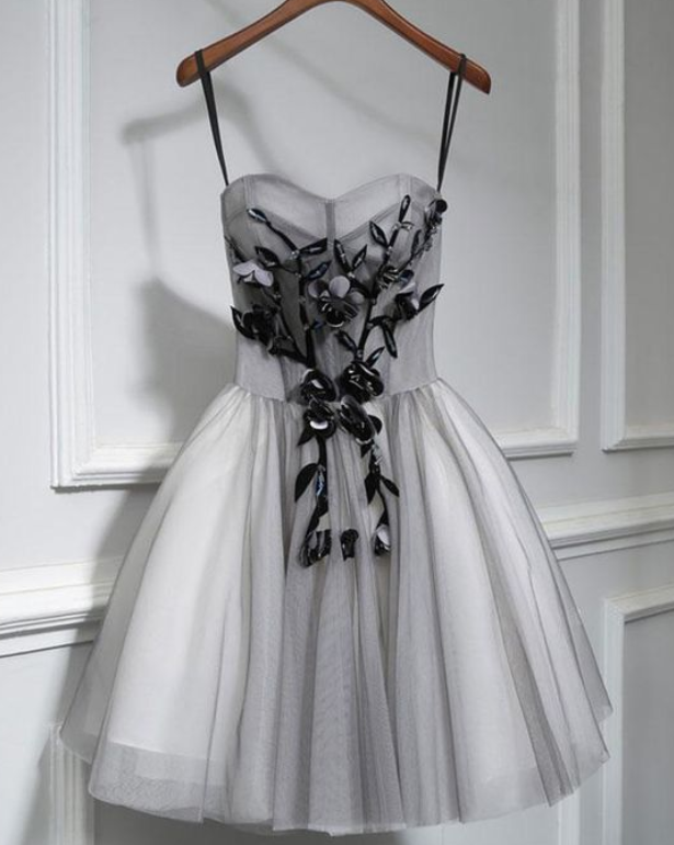 Sweetheart Neck Tulle Lace Short Prom Dress, Cute Homecoming Dress HZ1024