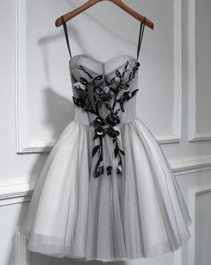 Sweetheart Neck Tulle Lace Short Prom Dress, Cute Homecoming Dress HZ1024