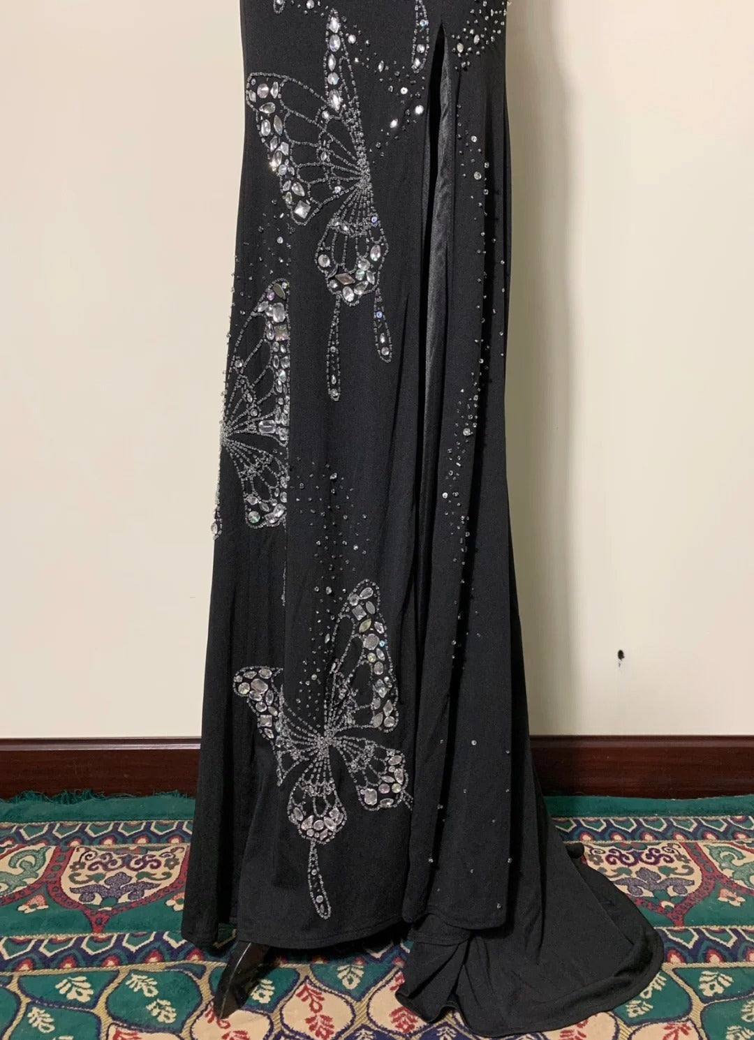 Chic Two-Piece Black Long Prom Dress Chiffon Beaded Sheath Evening Dress  Sleeveless Formal Dress ED06488
