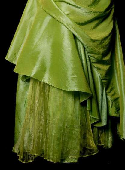 Chic Green Long Prom Dress Satin Birthday Dress A-Line Spaghetti Straps Evening Dress Sleeveless Party Dress ED06504
