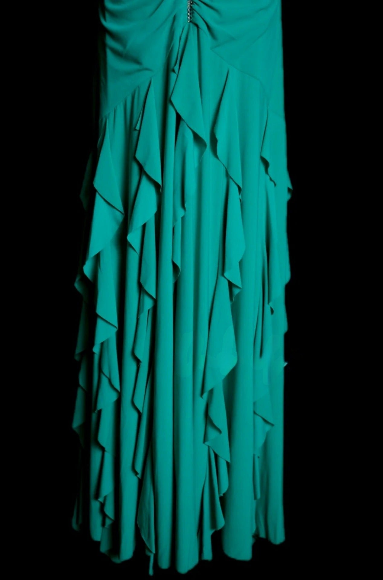 Elegant Turquoise Long Prom Dresses Spaghetti Straps Sheath Evening Dress Chiffon Sleeveless Formal Dress ED06528