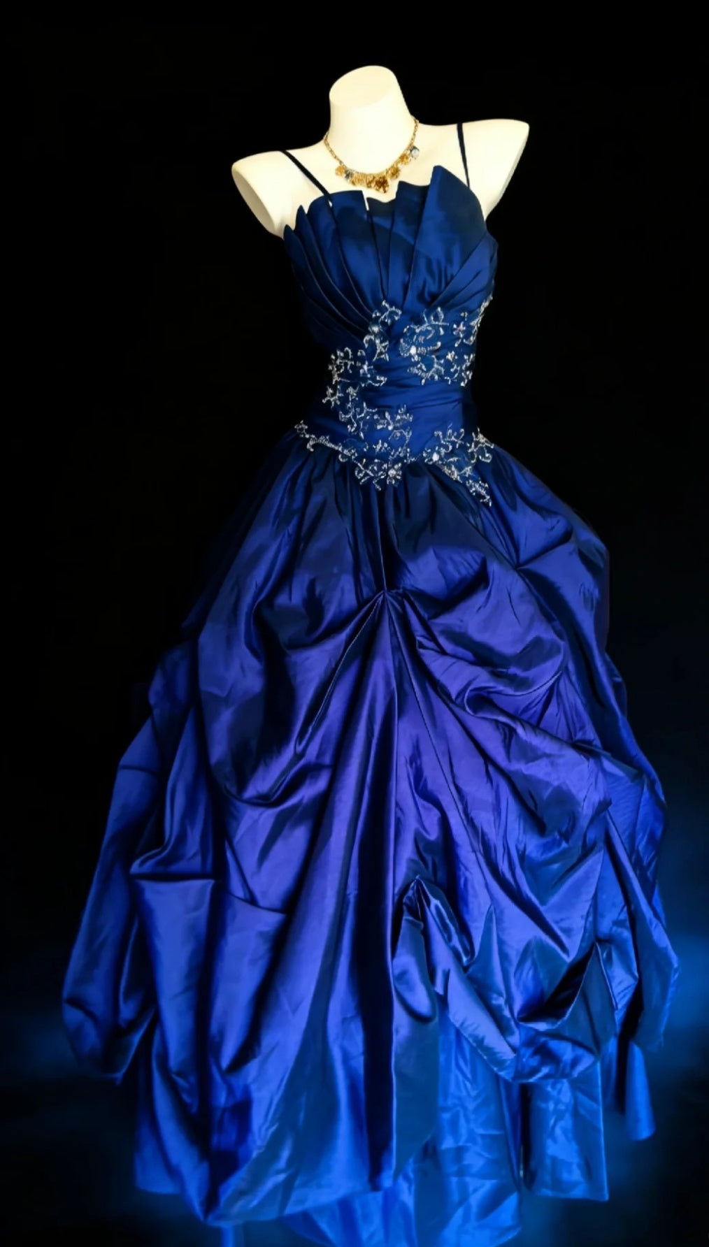 Gorgeous Royal Blue Long Prom Dresses Satin Spaghetti Straps A-Line Evening Dress Sleeveless Birthday Dress ED06552