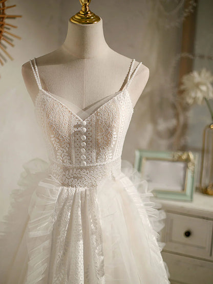 ivory v neck tulle lace short prom dress lace cocktail dress ED0657