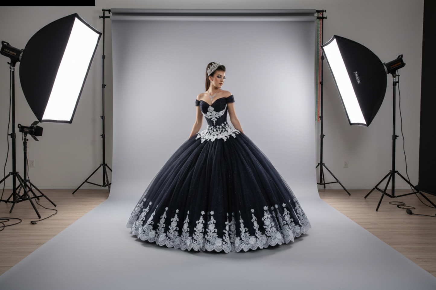 Chic Black Long Prom Dress Tulle Appliques Sweetheart A-Line Quinceanera Dress Sleeveless Sweet 16 Dress ED06619