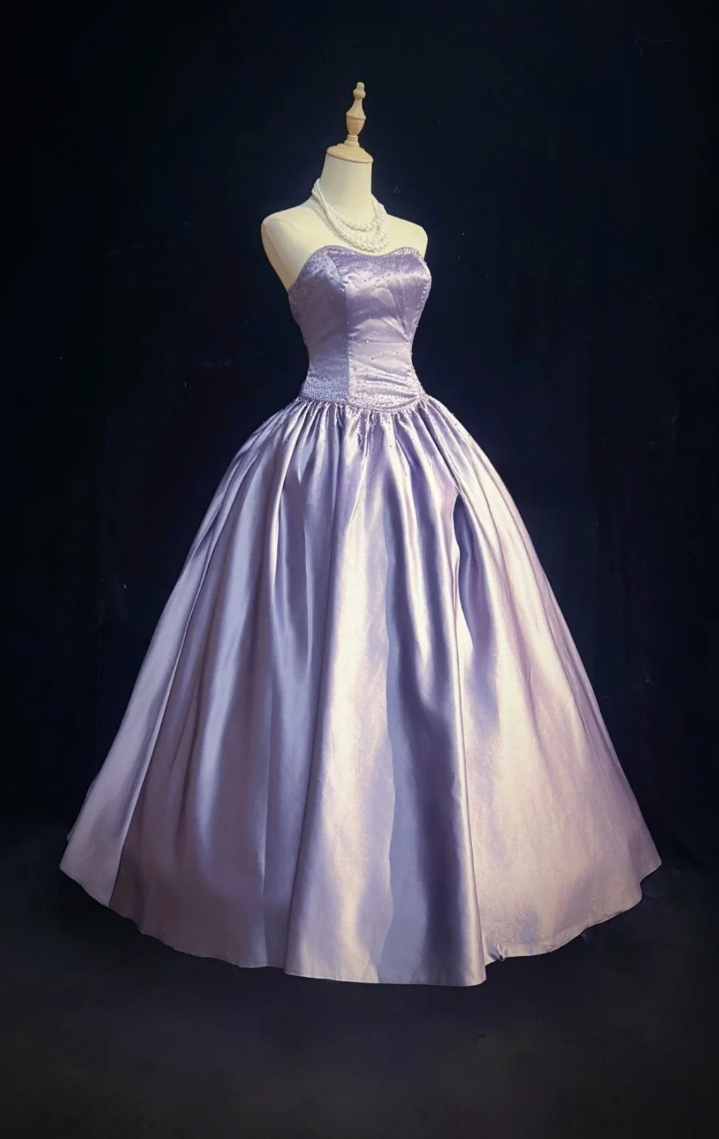 Cute Purple Long Prom Dress Satin Strapless A-Line Evening Dress  Sleeveless Birthday Dress ED06655