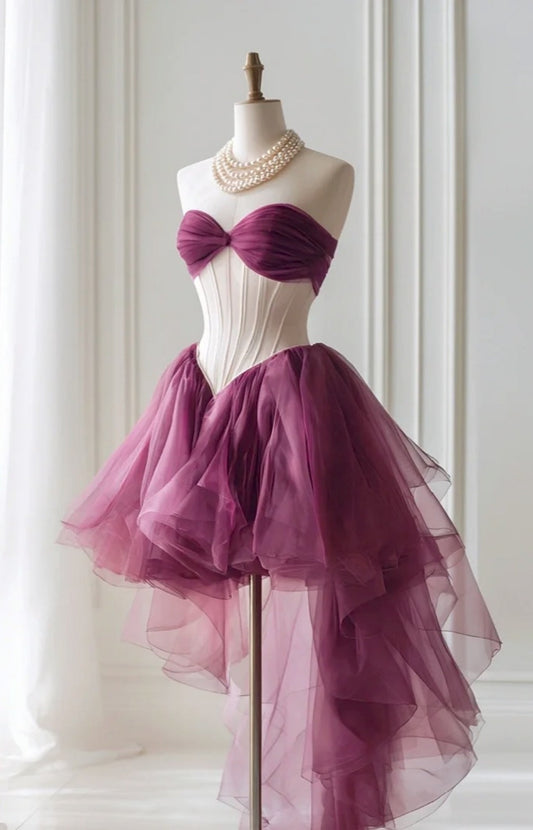 Cute Strapless Short Prom Dress A-Line Party Dress Tulle Sleeveless Birthday Dress ED06673