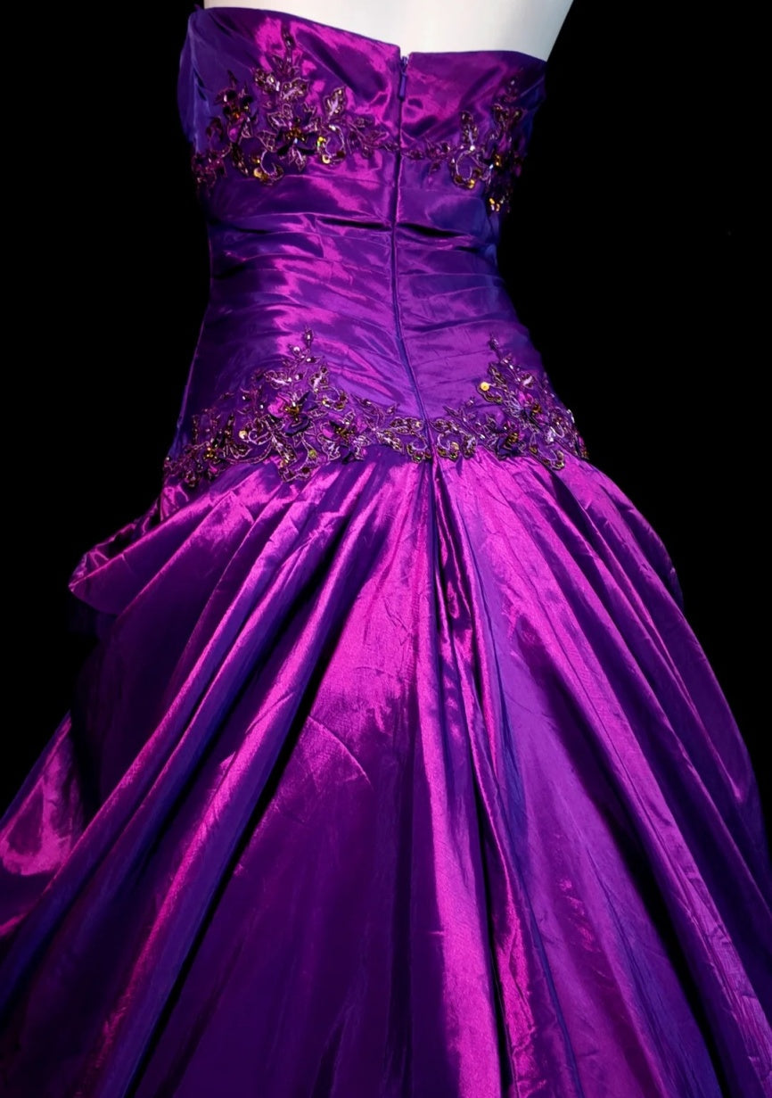 Gorgeous Purple Prom Dress Satin Strapless Evening Dress A-Line Formal Dress ED06831