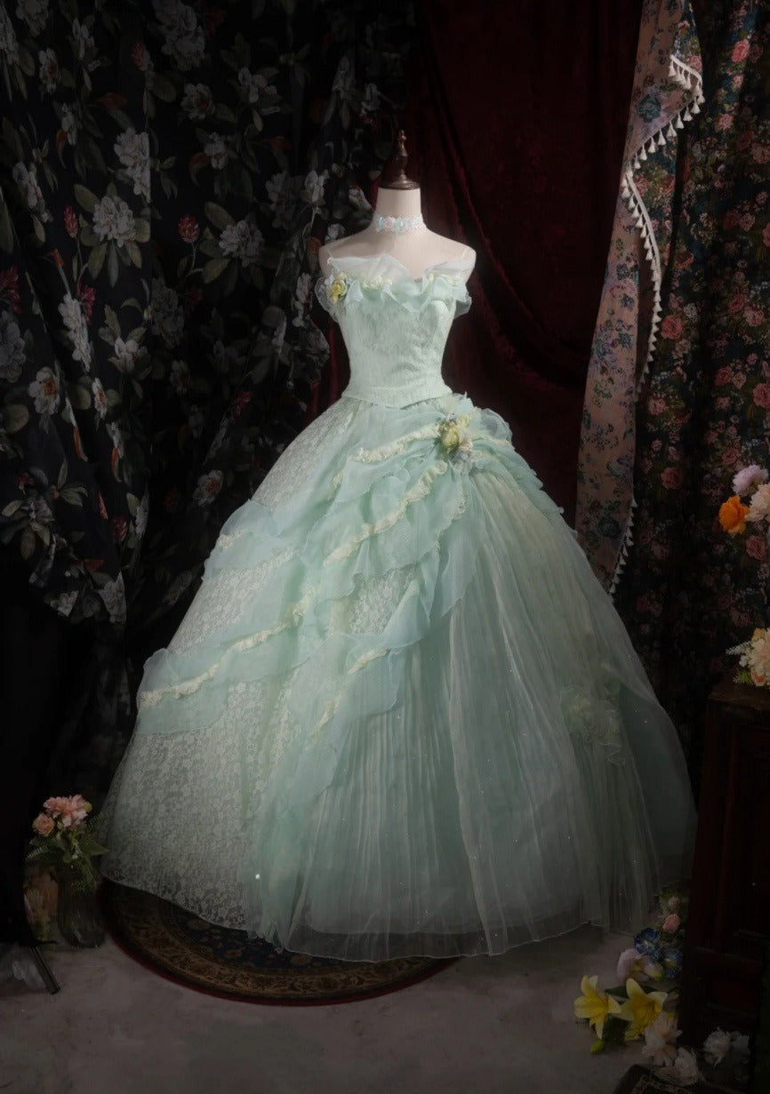 Chic Green Prom Dress Tulle Strapless Birthday Dress A-Line Sweet 16 Dress ED06841