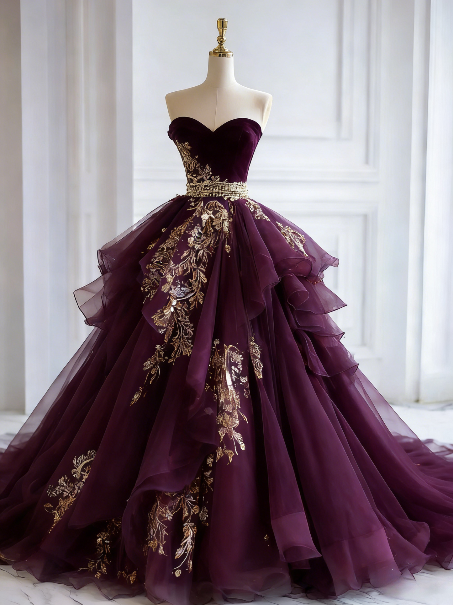 Sweet Grape Prom Dress Tulle Sweetheart Evening Dress A-Line Birthday Dress ED06850