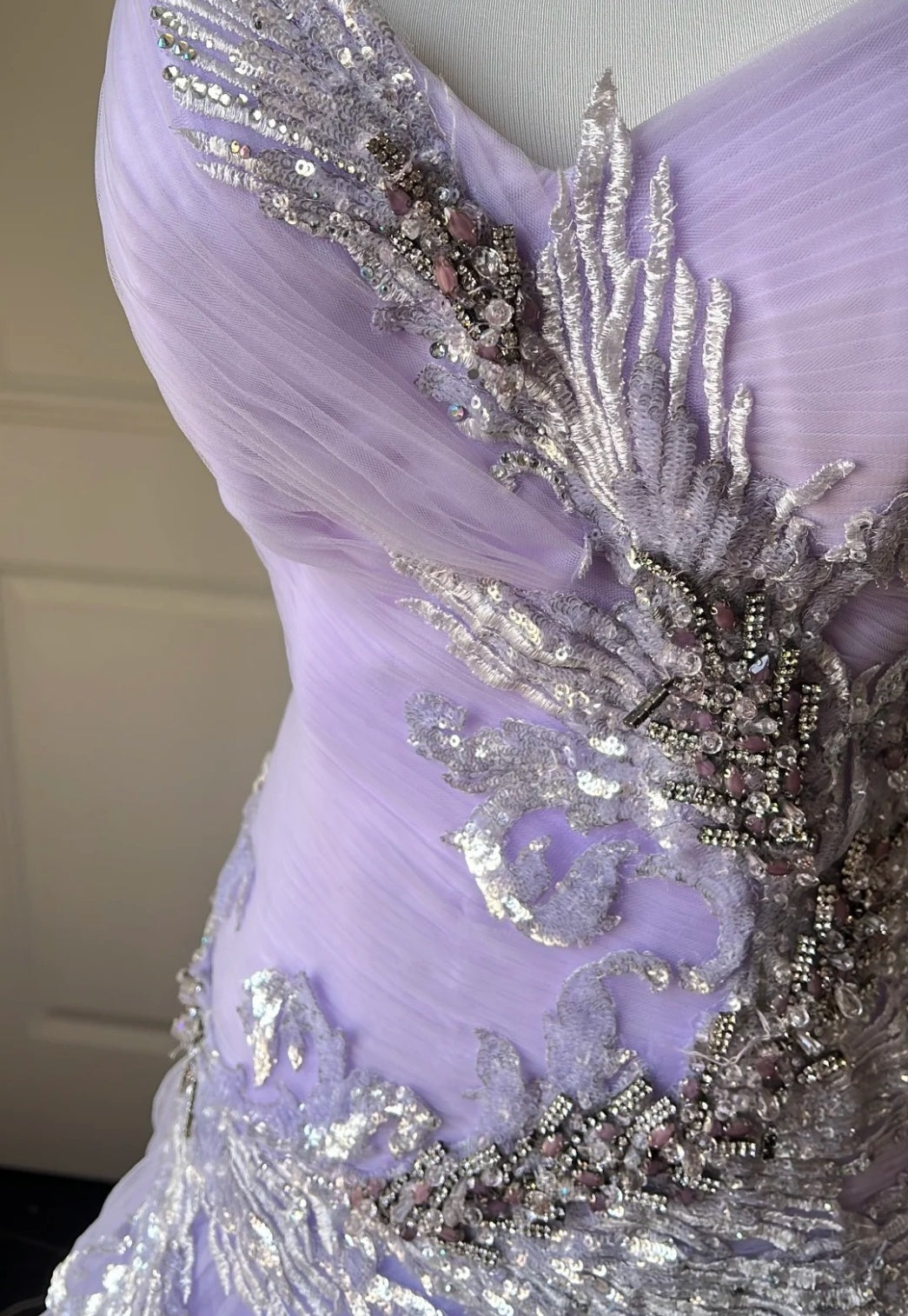 Gorgeous Sheath Purple Prom Dress Tulle Strapless Evening Dress ED06856