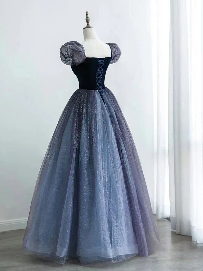 A-Line Tulle Long Prom Dress, Purple Formal Dress HZ1024