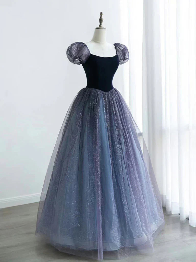 A-Line Tulle Long Prom Dress, Purple Formal Dress HZ1024