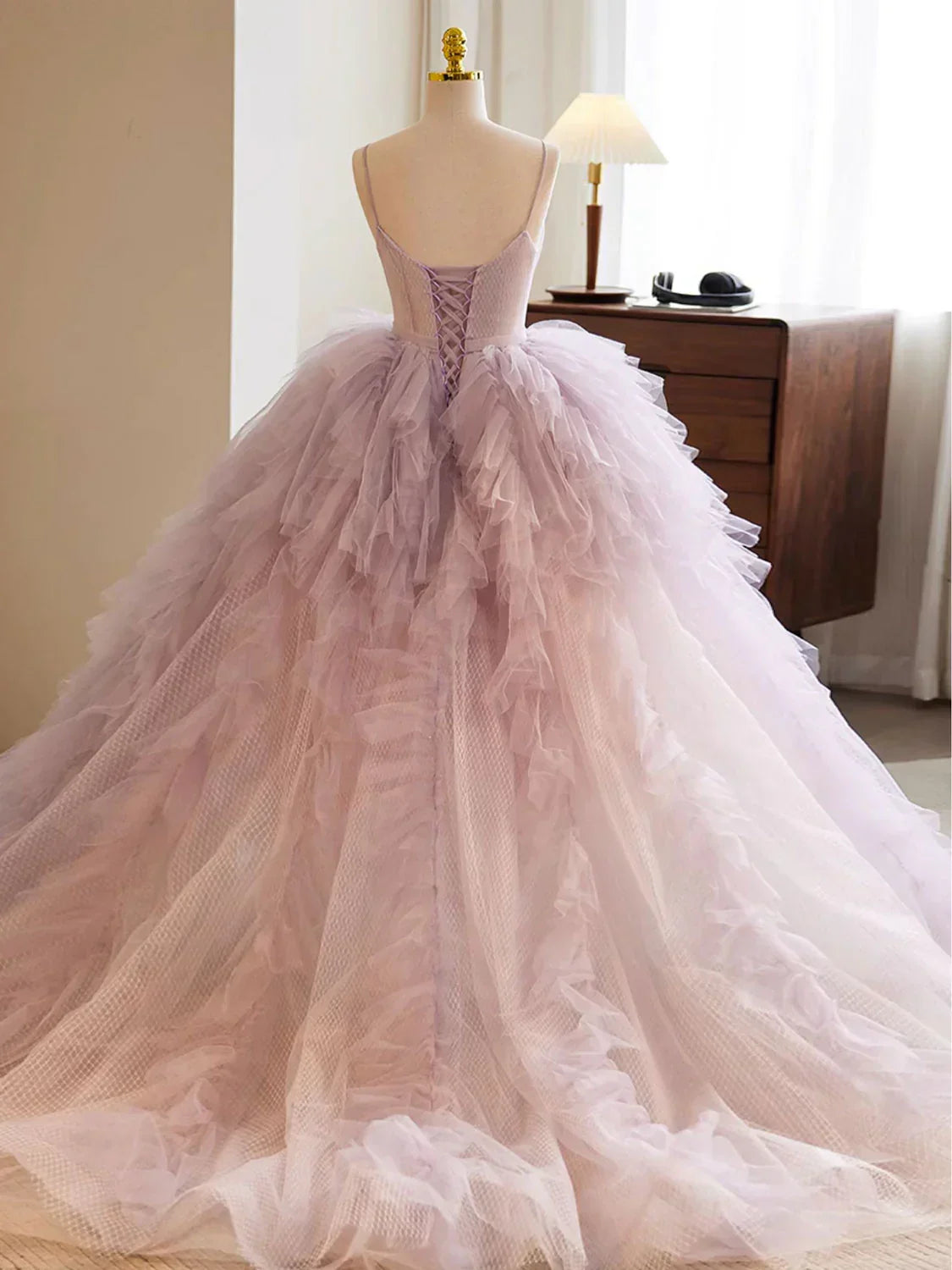 Sweetheart Neck Tulle Pink Long Prom Dress, Pink Evening Dress HZ1024