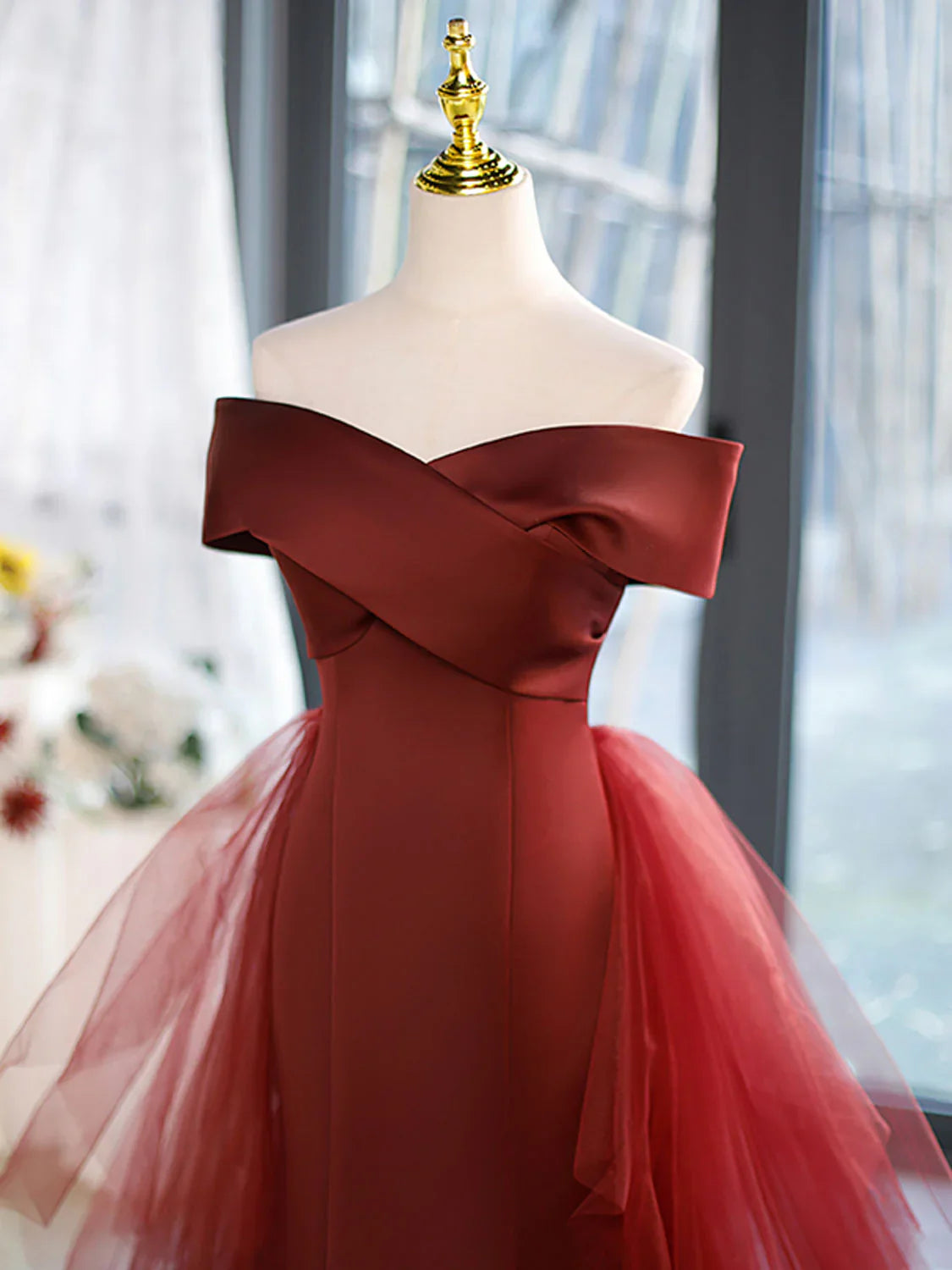 Simple Sweetheart Neck Mermaid Burgundy Long Prom Dress, Burgundy Formal Dress ED0692
