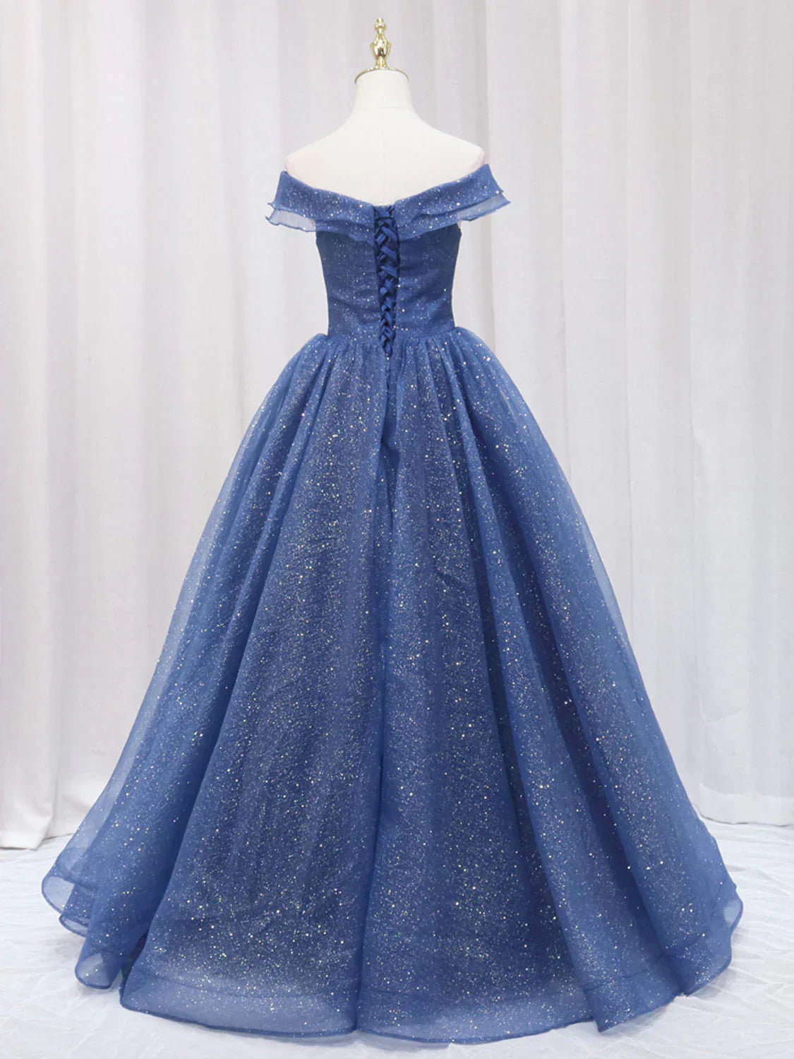 Dark Blue Tulle Long Prom Dresses, Blue Formal Evening Dress HZ1024